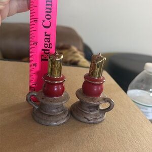Vintage candlestick salt and pepper shakers